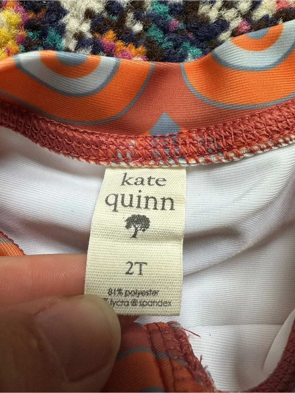 Kate Quinn Rainbow Short Sleeve Zip Swim Rashguard 2T